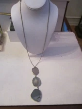 ZAD TRIPLE AGATE STONE PENDANT NECKLACE - 30" LONG - TUB SC8