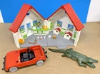 Playmobil Lot Animal Clinic Vet Pet Store With Vintage Alligator & Red Car