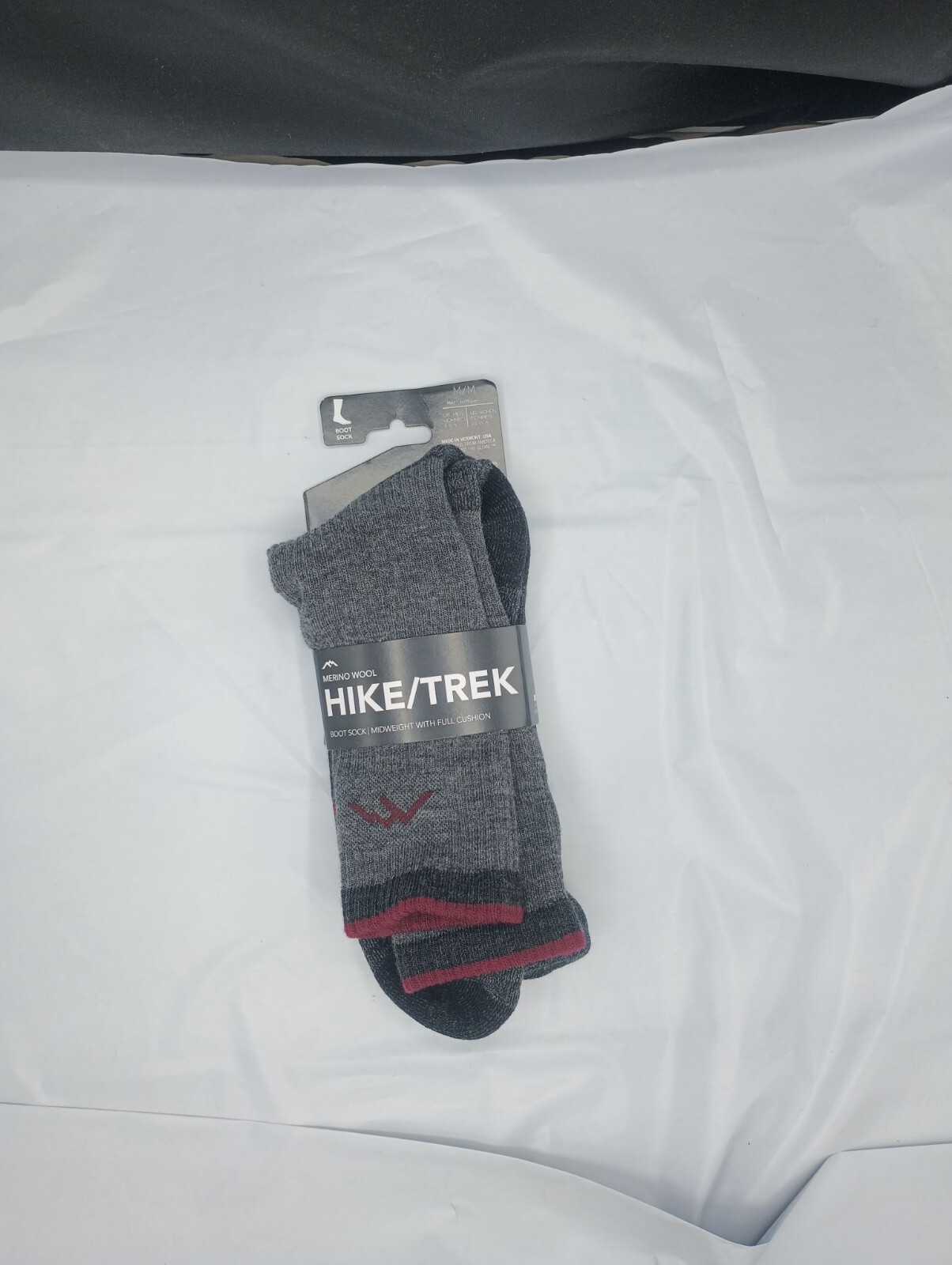 Носок ботинка из штопаной жесткой шерсти мериноса с полной подушкой, Древесный уголь, Средний