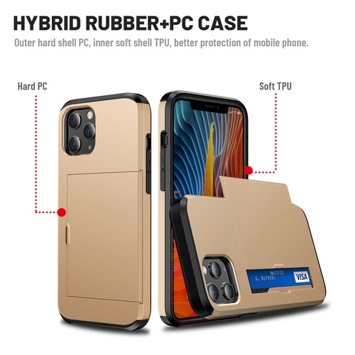 For iPhone 13 Pro Max 12 7 8 XR XS 11 Shockproof Rubber Card Holder Case Cover - Picture 43 of 63
