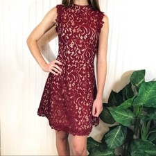 Alya Burgundy Lace Open Back Dress Size M