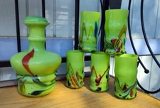 🍒  MURANO   style    GLASS DECANTER    WITH    5 GLASSES