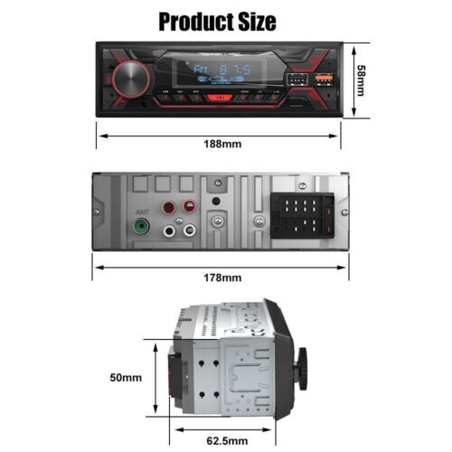ESSGOO Single 1 DIN Autoradio Bluetooth im Armaturenbrett MP3 Player FM Radio SD/AUX/USB - Bild 9 von 12