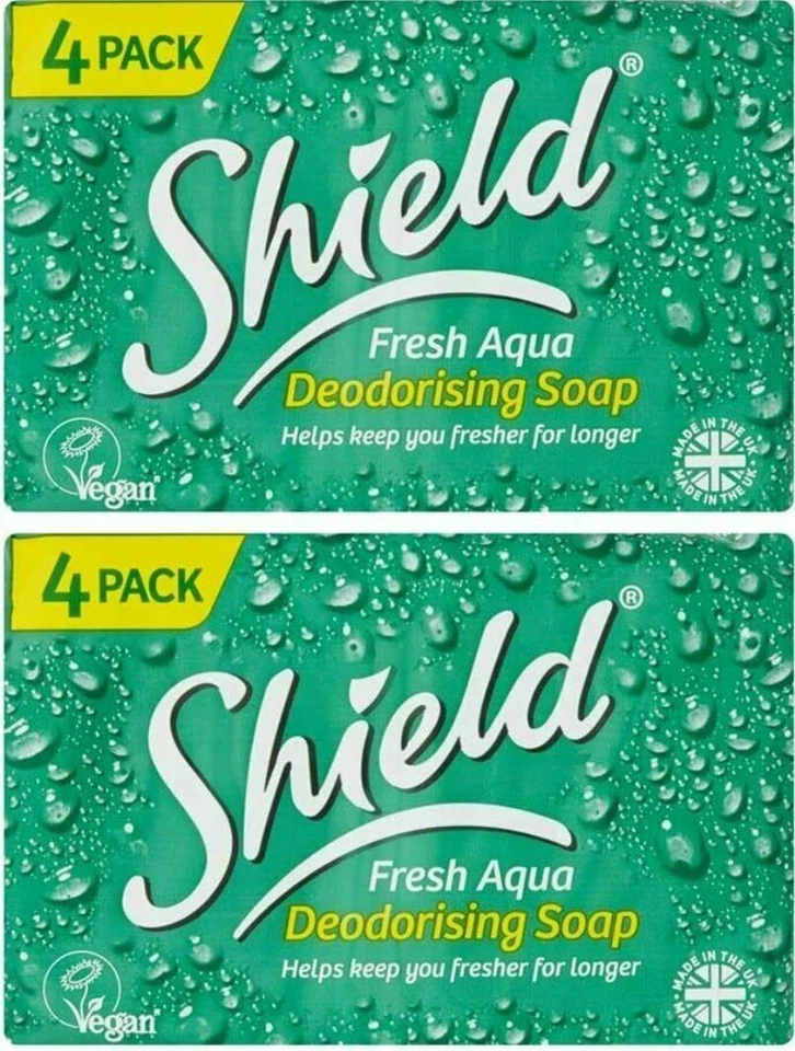 Shield Fresh Aqua Deodorising Soap clean Vegan No SLS or Parabens 8 Bars x 115g