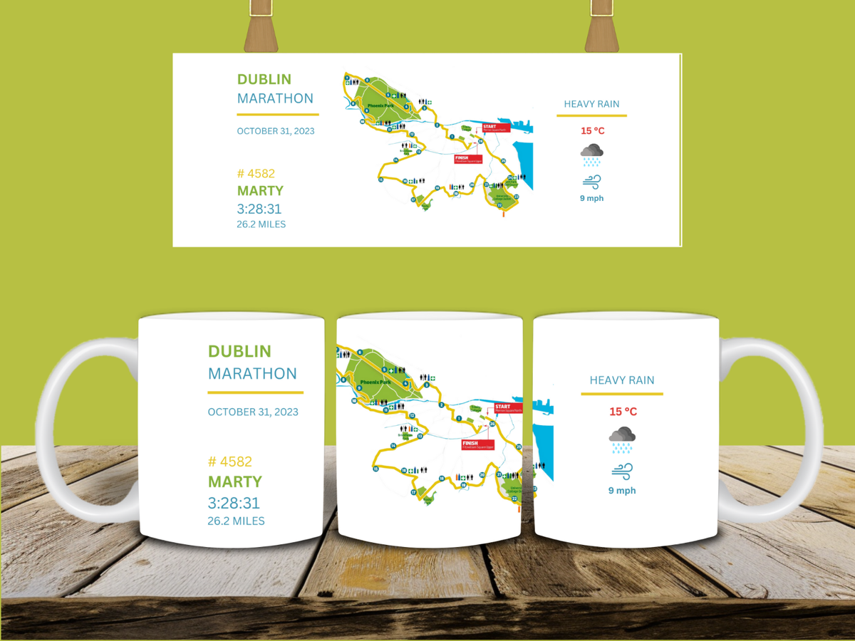 Personalised Runners Marathon Finisher Mugs, any event, Strava