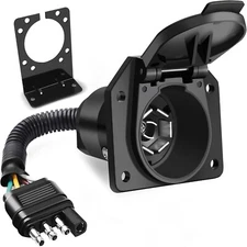 Flat 4-Pin to 7 Way Blade RV Trailer Plug Adapter Tow Truck Light Wire Connector