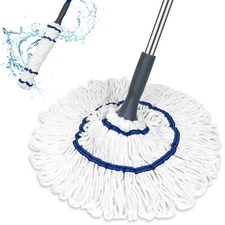 Self-Wringing Twist Mop Cotton Rotating Dry & Wet Mops with Long Ha... Fast Ship