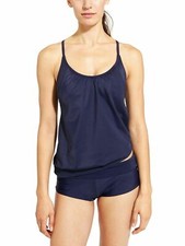 NWT ATHLETA DRESS BLUE BRA SIZE EASY BLOUSY TANKINI Swim Top 34D 34DD