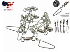 20/60/100PCs Fishing Ball Bearing Swivel w/ Coastlock Snap Welded Ring Size1#-5#