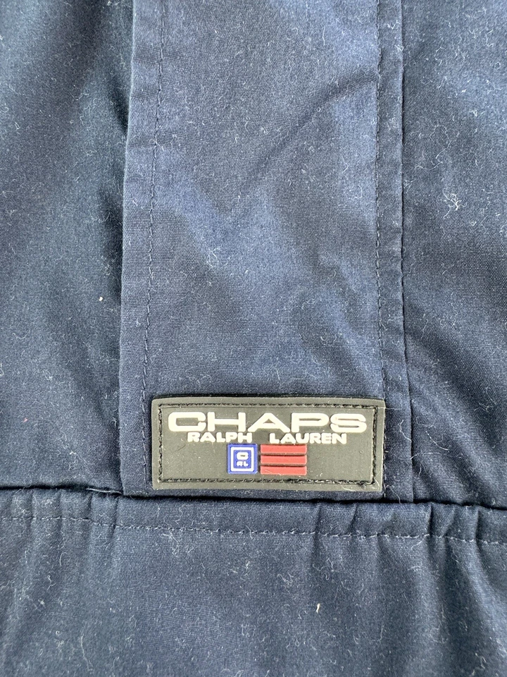 Chaps Ralph Lauren Jacket Men Extra Large Blue Hooded Windbreaker Anorak  y2k - Image 2 of 4