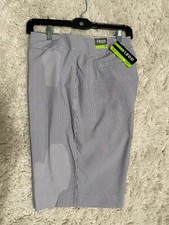 NEW! IZOD Golf Women’s Sz 16 UPF-50 Wicking Gray Pin Stripe Golf Shorts $58