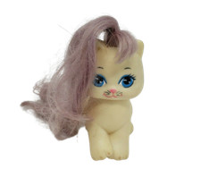 VINTAGE 1989 MATTEL LITTLE PRETTY KITTY POLISHED PAWS BOW LAVENDER HAIR TOY