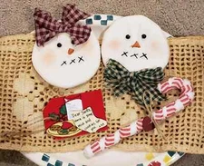 Set of 4 Fabric Winter Christmas Cookies for Santa Snowmen Ornies Bowl Fillers