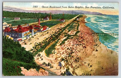 Postcard Ocean Boulevard from Sutro Heights, San Francisco CA Aerial View