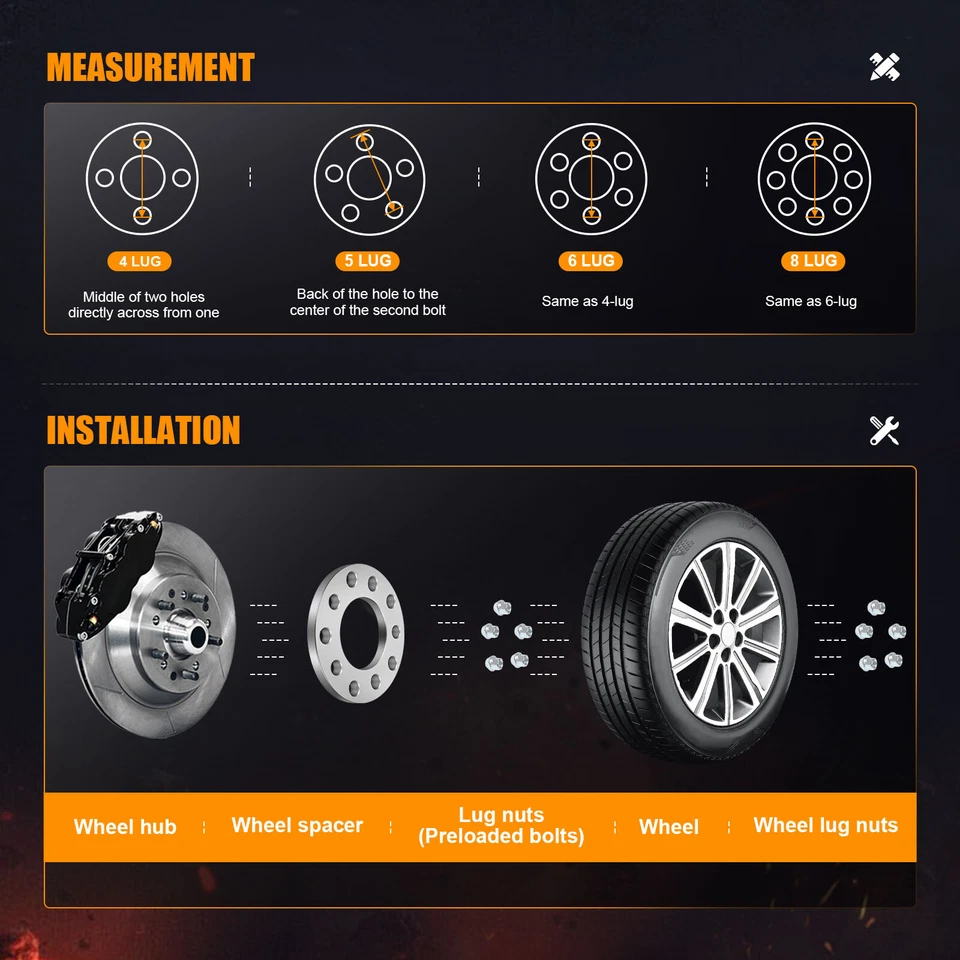 4 piezas 1/2" 5x4.5 o 5x4.75 tacos espaciadores de rueda para Ford Mustang Explorer Flex Foto 3 de 4
