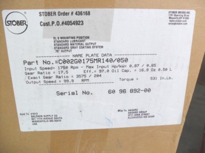  Stober C002G0175MR140/050 Factory Sealed Box