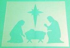 NATIVITY SCENE Stencil Jesus Manger Star Christmas 8.5" x 11" Plastic Sheet BK96