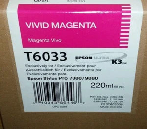 09-2023 NEW GENUINE EPSON T6033 VIVID MAGENTA 220ml INK STYLUS 7880 9880 T603300