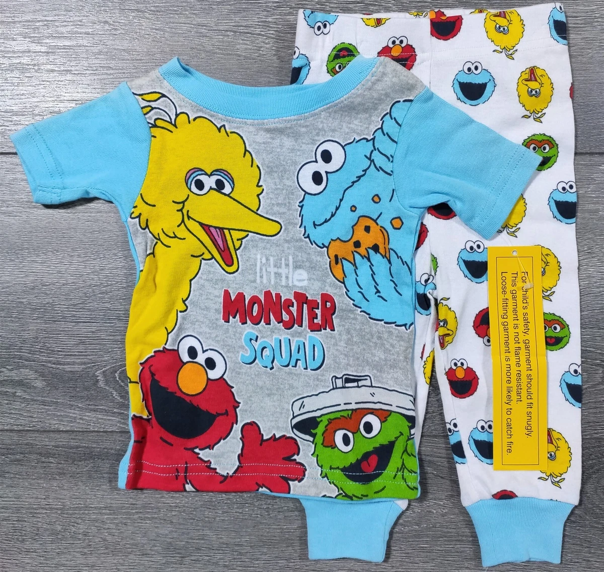 Sesame Street Pajamas 12 Months Baby Boys Big Bird Cookie Monster