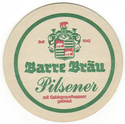 Bierdeckel Barre Bräu Pilsner Deutschland  Nordrhein-Westfalen Lübbecke