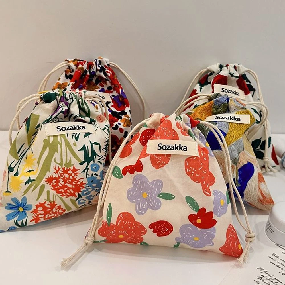 Floral top drawstring bag