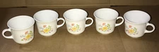 Set of 5 Vintage Corning Corelle Wildflower Flower Tea Coffee Cups 1980s 8 Ounce