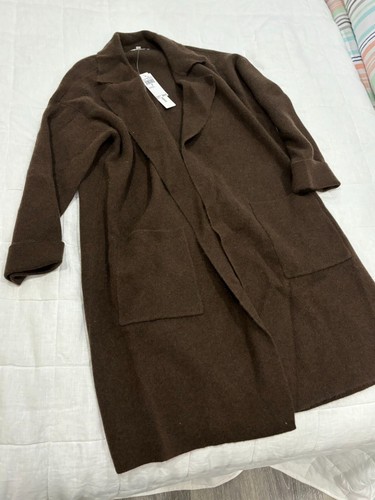 NWT The Cashmere Project Cashmere double knit overcoat~sz:M~Coffee bean Heather - Picture 2 of 3