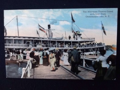 c1910 The Afternoon Theater Crowd Chautauqua Lake, N.Y. Vintage Postcard