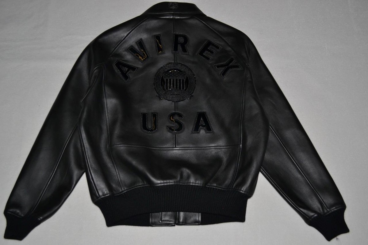 AVIREX ジャンバー　M ブラック AVIREX U.S.A. CLASSIC ICON LEATHER JACKET IN BLACK SIZE