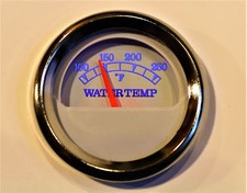 Water Temperature Gauge 2"/52mm white / chrome Blue LED back lighting 100-250F