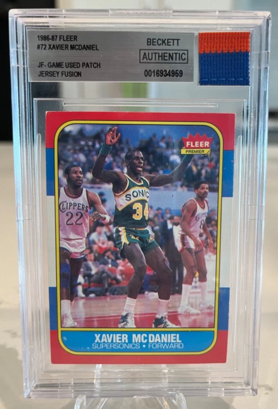 Xavier McDaniel #72 RC 1986-87 Fleer With Game Worn Jersey Patch Jersey Fusion