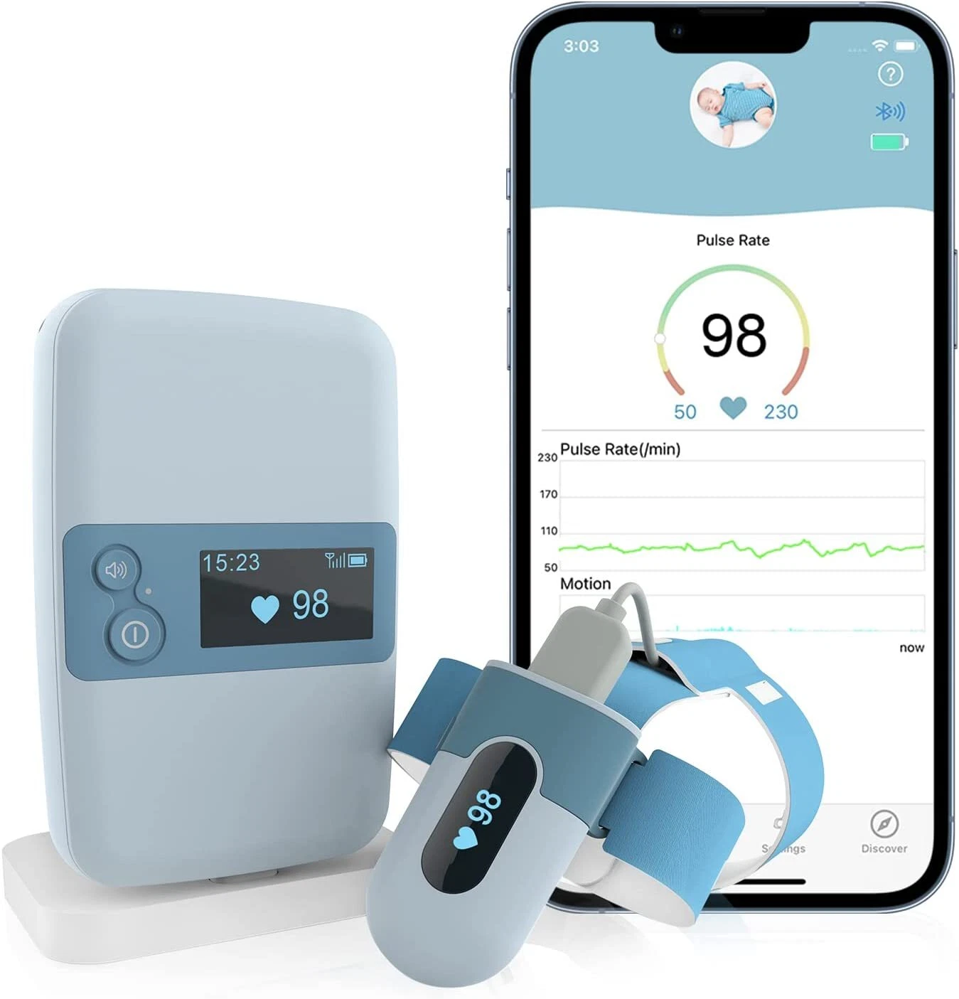 Babytone S2 Baby Sleep Monitor, Tracks Heart Rate and Movement, Have Free APP