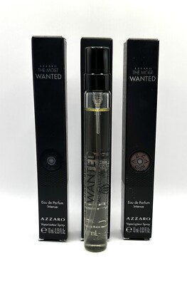 Azzaro THE MOST WANTED .33oz/10ml Eau De Parfum INTENSE  SPRAY .(Lot Of 3).NEW