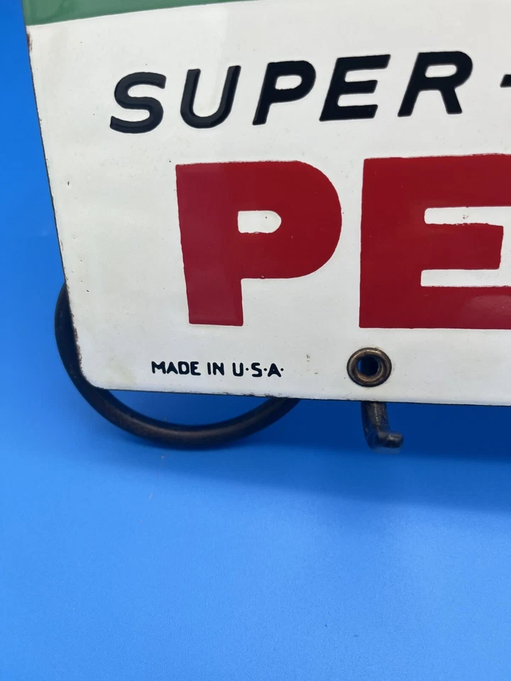 Letrero original 1960 Texaco Sky Chief gasolina Petrox porcelana - 12" x 18" Foto 3 de 4