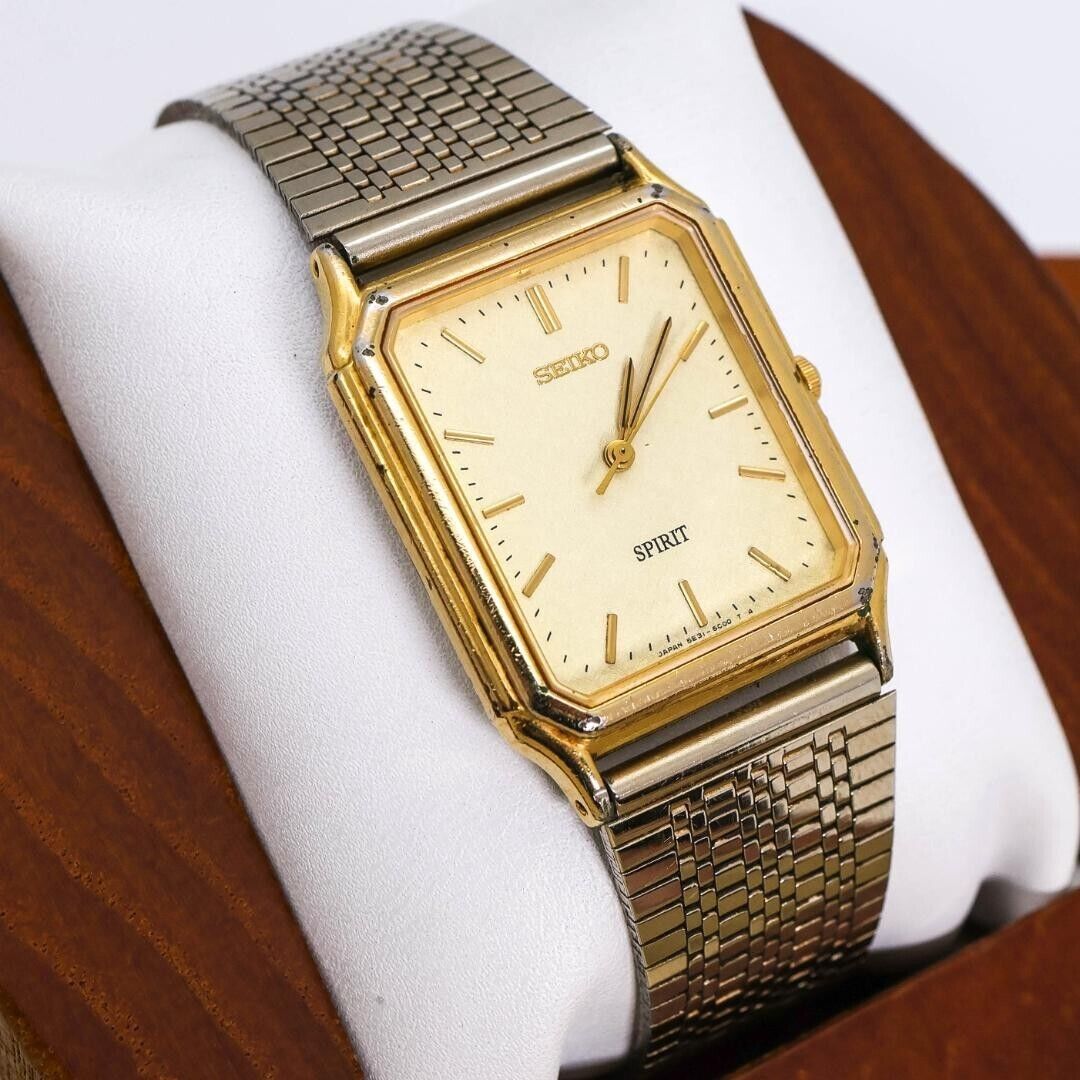 【安心発送】 BATTERY NEW Watch Quartz Spirit Goldflake Tank 5E31-5B60 Seiko Vintage eBay | BNB Japan 時計