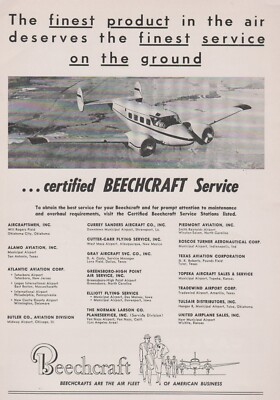 Aviation Magazine Print - Beechcraft Certified Service and Twin Beech 18 (1960)