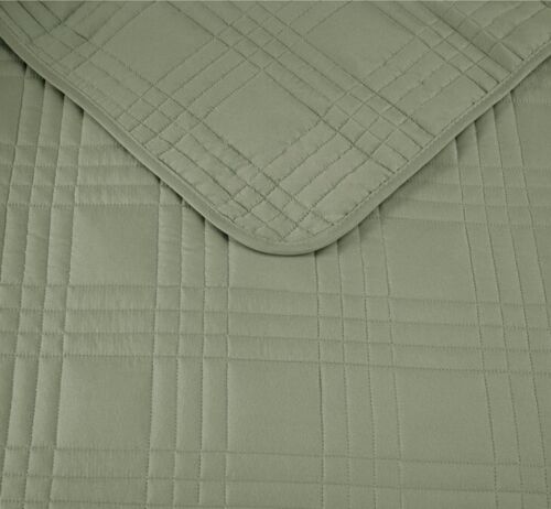 Chezmoi Collection Kingston 3-Piece Oversized Bedspread King Size, Sage - New! - Picture 3 of 9