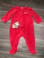 Little Me My First Christmas Red Sleep Play Fleece 1 pc Infant 6 Months Reindeer