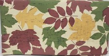 Peva Flannel Back Tablecloth 52" x 70" Oblong, GREEN, BROWN  YELLOW LEAVES,HL