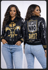 New Orleans Sequin Bomber  Jacket Football Game Day One Size
