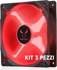 Kit 3x Ventole PC RIOTORO FR120 LED Rosso 120mm 1500RPM Case Fans – Silent