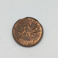 1964 Canada Penny with Slight Clipped Planchet - 1 Cent - Error - Rare