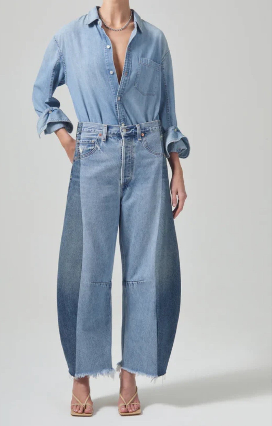 Citizens Of Humanity Pieced Horseshoe Two Tone Blue Denim Jeans Womens 26