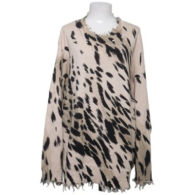 R13, Strickpullover, Größe: L, Beige/Schwarz, Baumwolle, Leopard, Damen #u5n