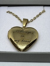 9ct Gold Filled Valentine Opening Locket  Pendant  "Always in my Heart" Free Box