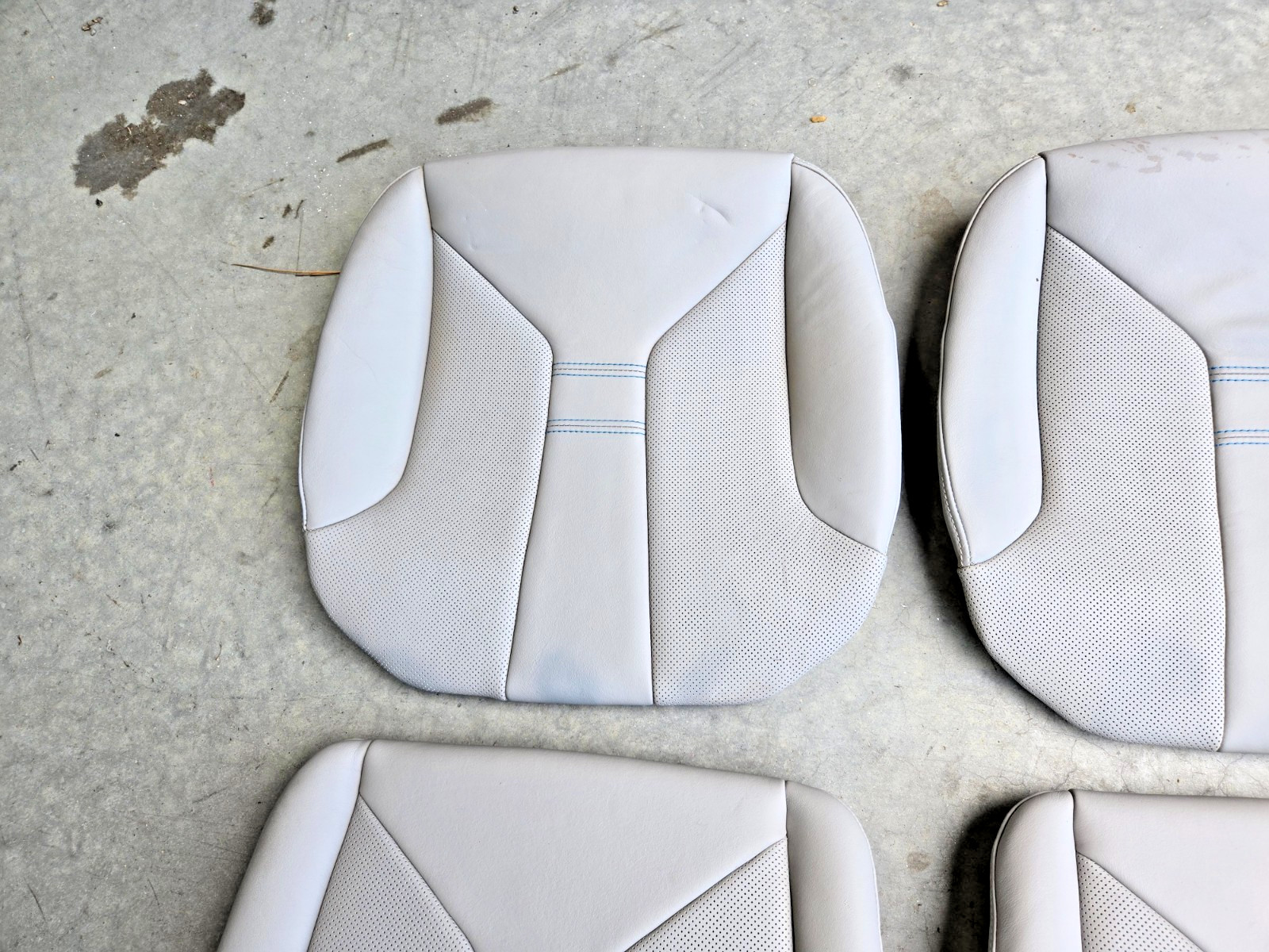 BMW i8 2014-2020 Coupe Left + Right Gray White Rear Seats Perforated Leather OEM