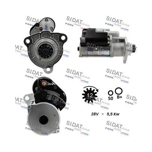 Démarreur Sidat S24BH0123 pour poids lourds Mitsubishi et camions Scania