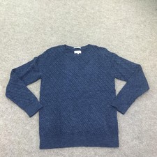 Gant Rugger Sweater Mens Medium Blue The Diamond Cotton Knit Pullover Crewneck
