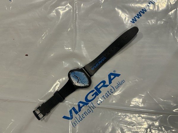 Original RARO Viagra Pastilla Azul Reloj Promocional Pfizer Correa Negra Farmacéutico 2