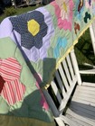 Handmade Multicolor Floral Patchwork Quilt, grandmothers garden  — photo 2